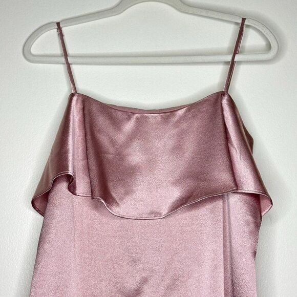 Kimchi Blue Mini-Dress Spaghetti Strap Ruffle metallic pink large - Picture 2 of 6